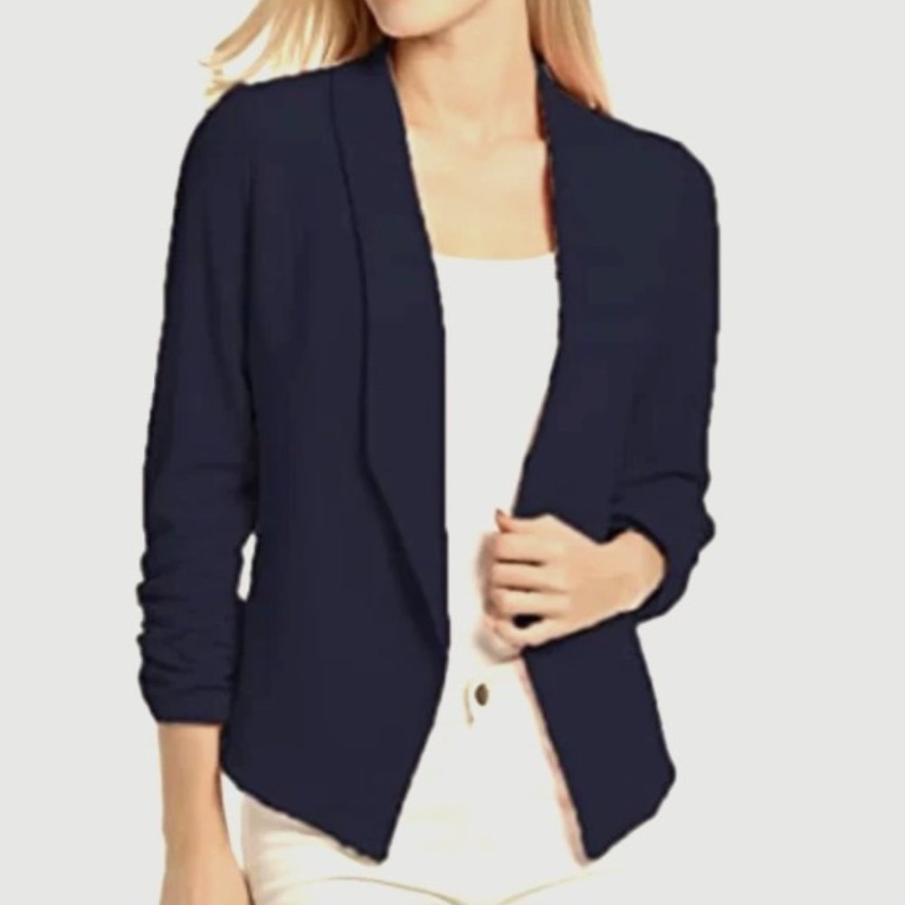 Open-Front Women's Blazer in Navy - Roz & Ali (XL) ❧